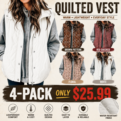 🧥 Women’s Lightweight Quilted Puffer Vest ✨ – Sleeveless Warm & Cozy Layering Jacket 🍂