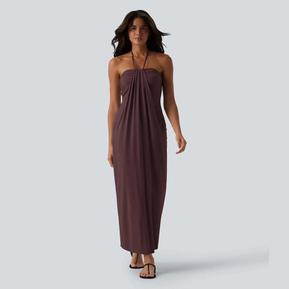 👗 Women's Halter Tie Back Maxi Dress with Pockets | Flowy Sleeveless Summer Beach Vacation Dress ☀️🏖️