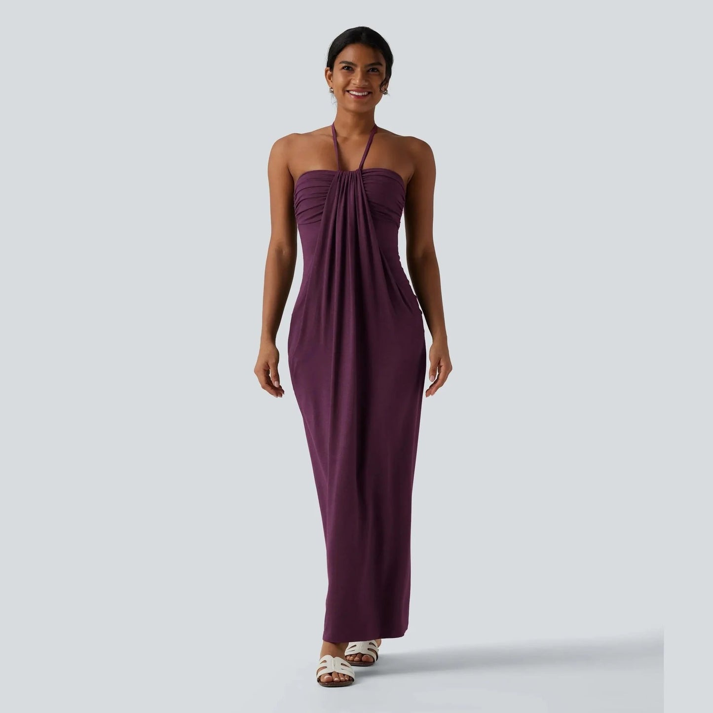 👗 Women's Halter Tie Back Maxi Dress with Pockets | Flowy Sleeveless Summer Beach Vacation Dress ☀️🏖️