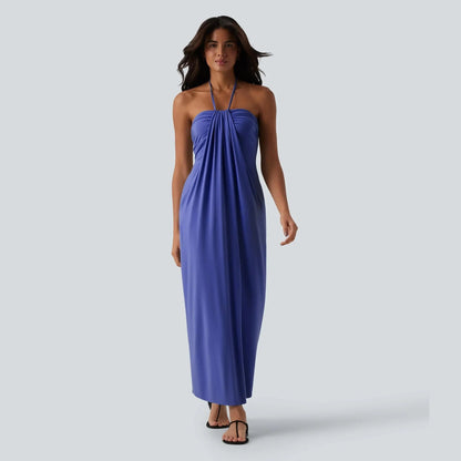 👗 Women's Halter Tie Back Maxi Dress with Pockets | Flowy Sleeveless Summer Beach Vacation Dress ☀️🏖️