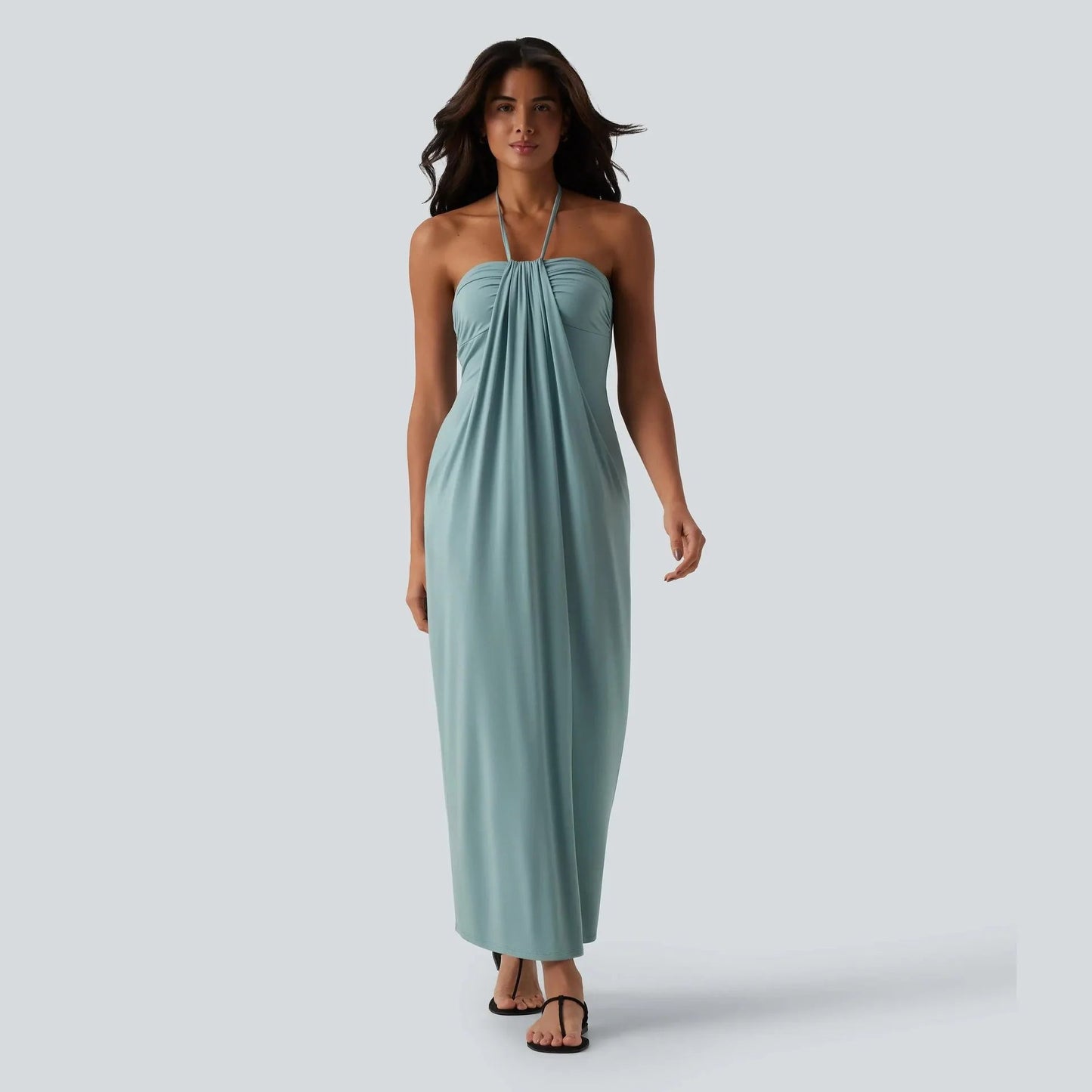👗 Women's Halter Tie Back Maxi Dress with Pockets | Flowy Sleeveless Summer Beach Vacation Dress ☀️🏖️