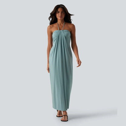 👗 Women's Halter Tie Back Maxi Dress with Pockets | Flowy Sleeveless Summer Beach Vacation Dress ☀️🏖️