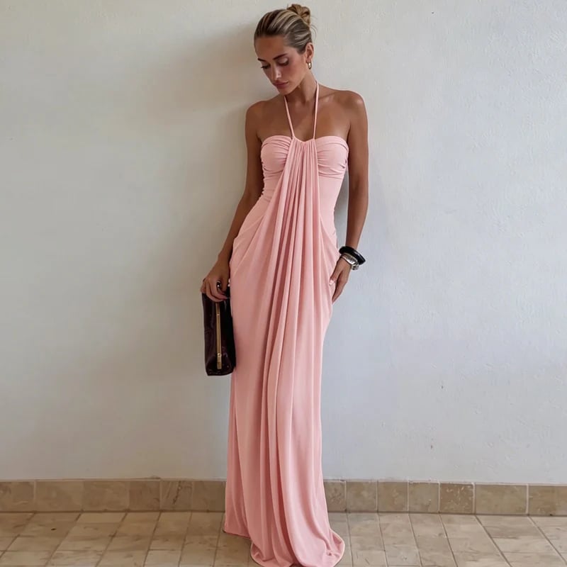 👗 Women's Halter Tie Back Maxi Dress with Pockets | Flowy Sleeveless Summer Beach Vacation Dress ☀️🏖️