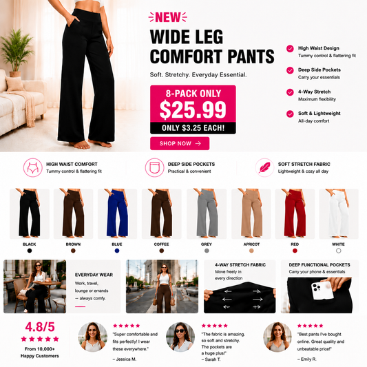 🌞Summer Hot Sale🔥Women's High-Waisted Loose Business Casual Yoga Pants with Pockets
