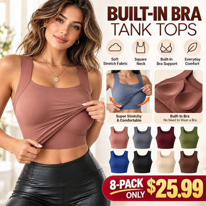 💕 Women's Seamless Built-In Bra Tank Top ✨ | Super Stretchy, Soft & Comfy