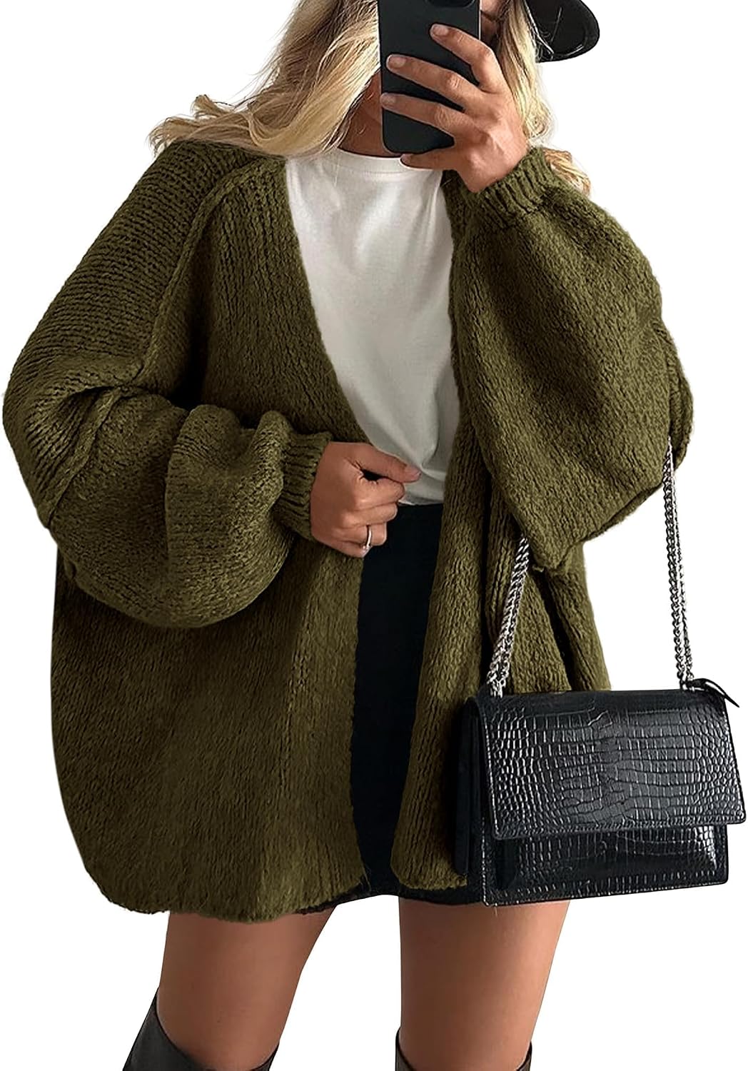 ✨ Women's Oversized Open Front Cardigan Sweater 🧶 – Cozy Long Sleeve Relaxed Fit Knit Cardigan 🍂🤎