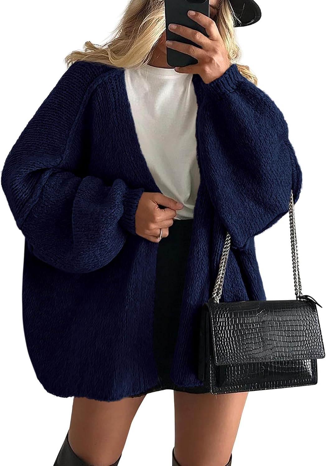 ✨ Women's Oversized Open Front Cardigan Sweater 🧶 – Cozy Long Sleeve Relaxed Fit Knit Cardigan 🍂🤎