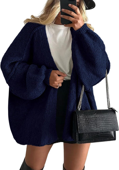 ✨ Women's Oversized Open Front Cardigan Sweater 🧶 – Cozy Long Sleeve Relaxed Fit Knit Cardigan 🍂🤎