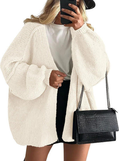✨ Women's Oversized Open Front Cardigan Sweater 🧶 – Cozy Long Sleeve Relaxed Fit Knit Cardigan 🍂🤎