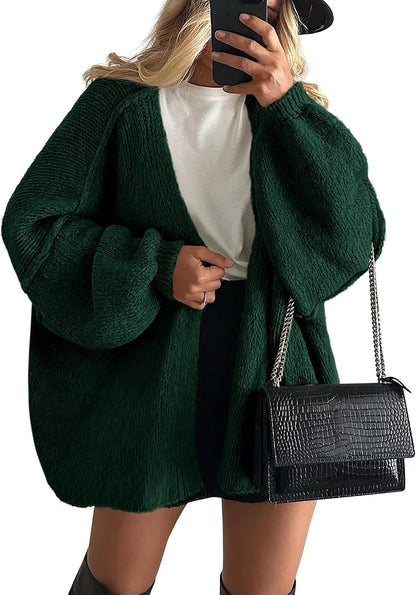 ✨ Women's Oversized Open Front Cardigan Sweater 🧶 – Cozy Long Sleeve Relaxed Fit Knit Cardigan 🍂🤎