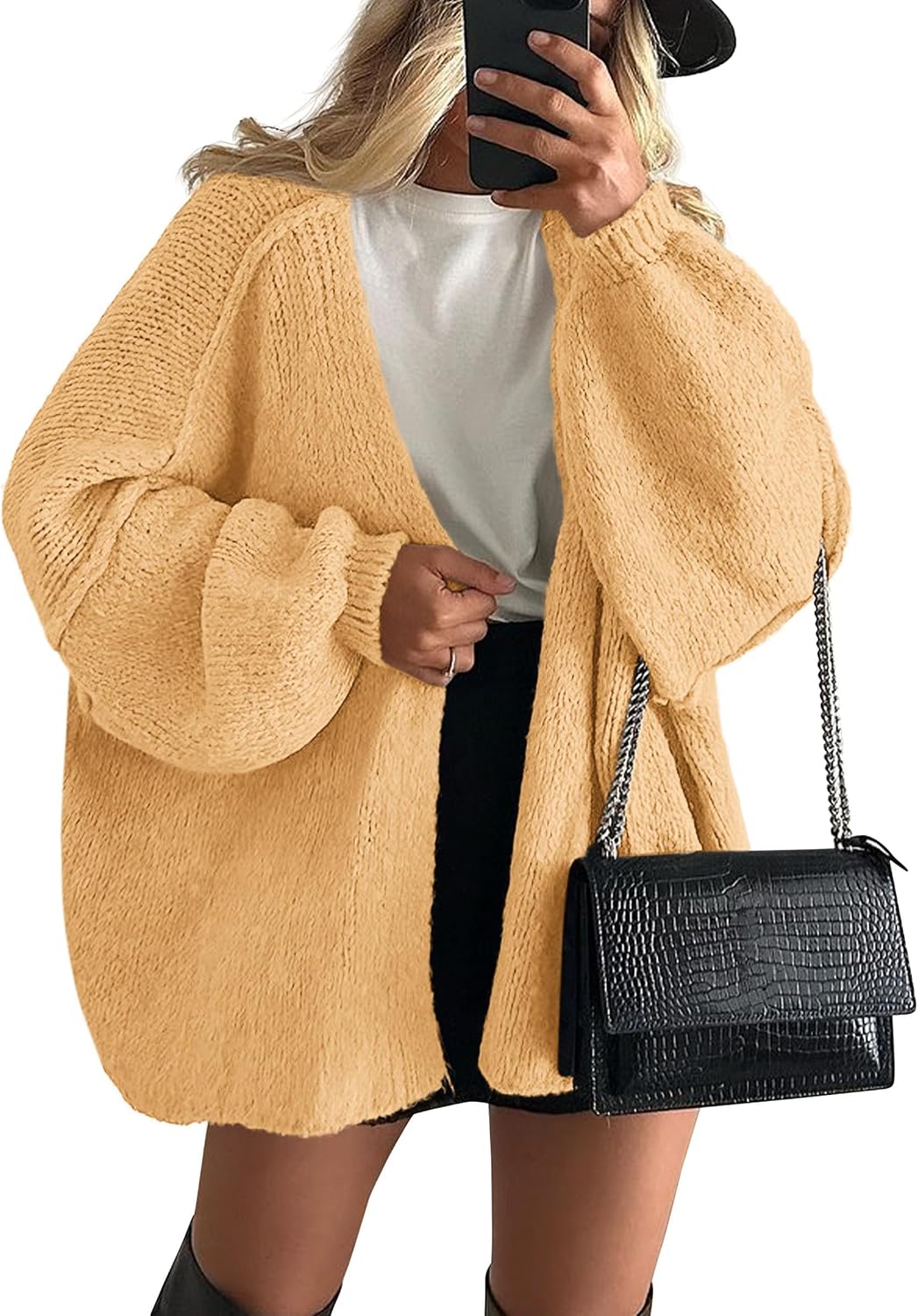 ✨ Women's Oversized Open Front Cardigan Sweater 🧶 – Cozy Long Sleeve Relaxed Fit Knit Cardigan 🍂🤎