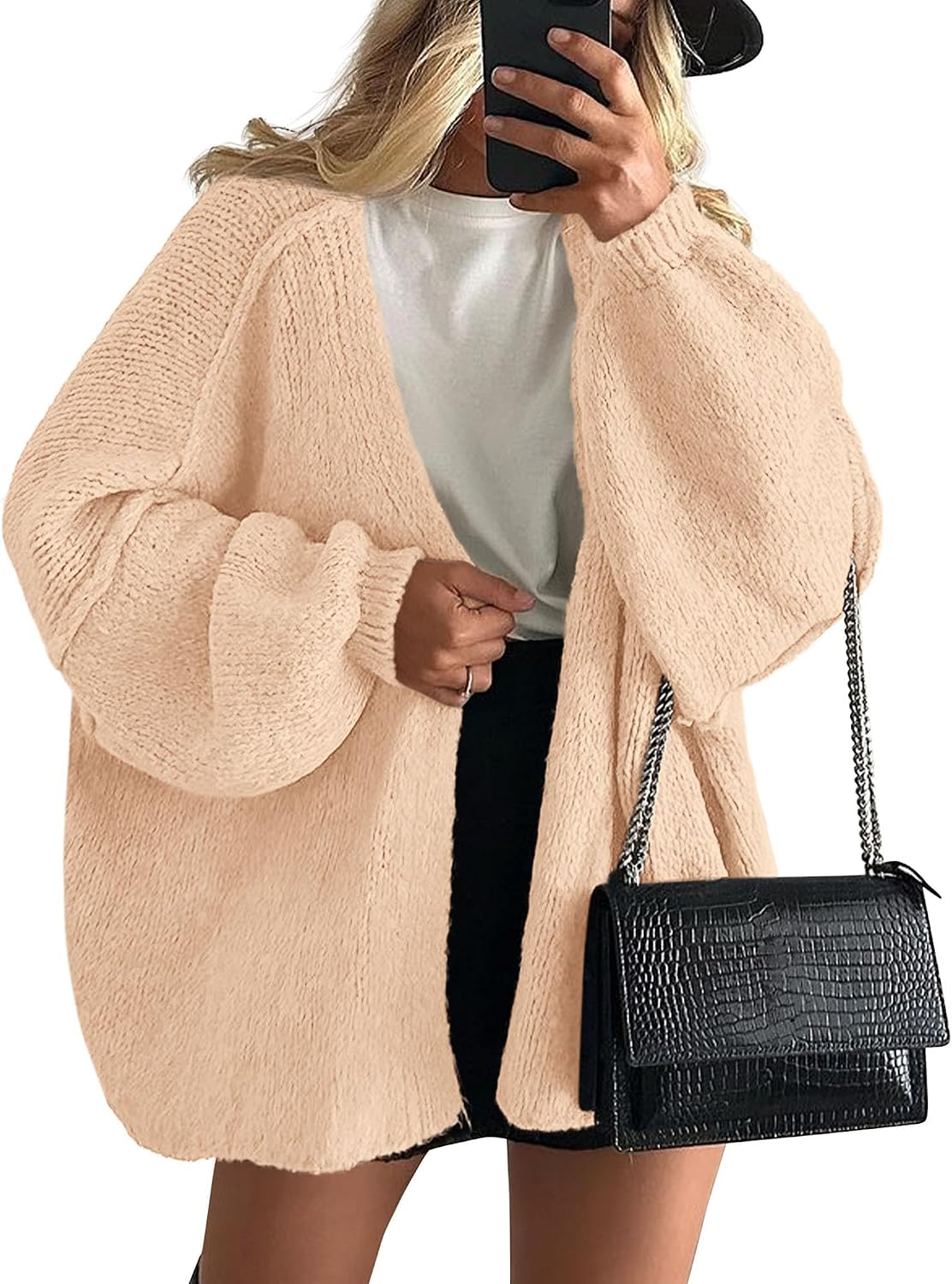 ✨ Women's Oversized Open Front Cardigan Sweater 🧶 – Cozy Long Sleeve Relaxed Fit Knit Cardigan 🍂🤎