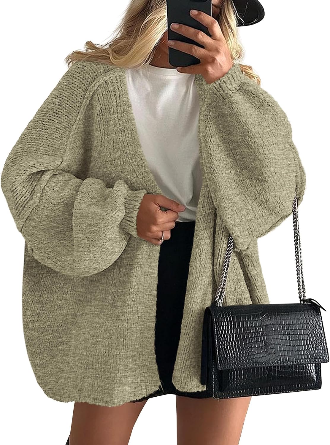 ✨ Women's Oversized Open Front Cardigan Sweater 🧶 – Cozy Long Sleeve Relaxed Fit Knit Cardigan 🍂🤎