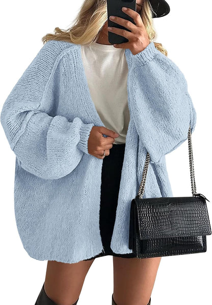 ✨ Women's Oversized Open Front Cardigan Sweater 🧶 – Cozy Long Sleeve Relaxed Fit Knit Cardigan 🍂🤎