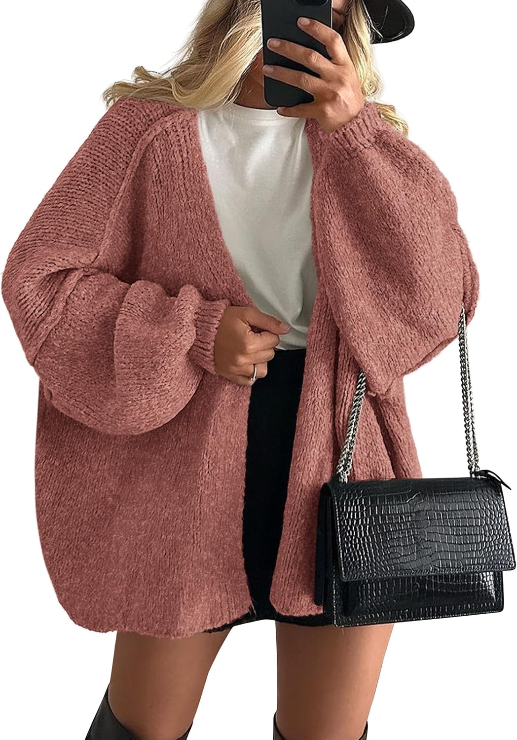 ✨ Women's Oversized Open Front Cardigan Sweater 🧶 – Cozy Long Sleeve Relaxed Fit Knit Cardigan 🍂🤎