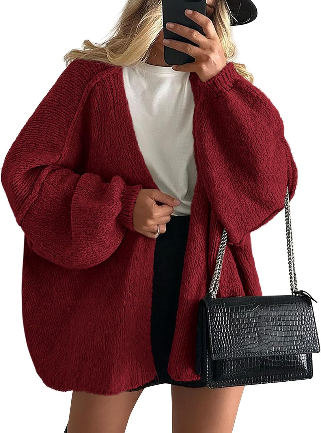 ✨ Women's Oversized Open Front Cardigan Sweater 🧶 – Cozy Long Sleeve Relaxed Fit Knit Cardigan 🍂🤎