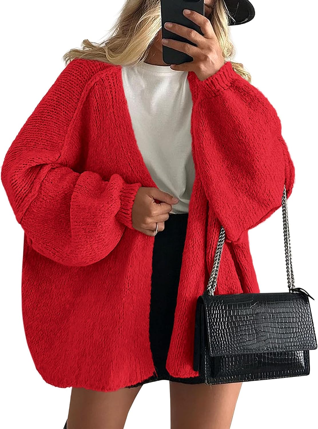 ✨ Women's Oversized Open Front Cardigan Sweater 🧶 – Cozy Long Sleeve Relaxed Fit Knit Cardigan 🍂🤎