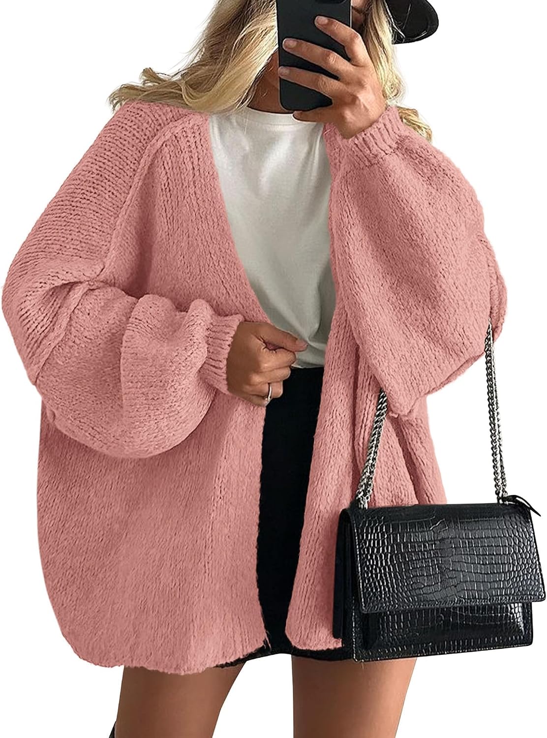 ✨ Women's Oversized Open Front Cardigan Sweater 🧶 – Cozy Long Sleeve Relaxed Fit Knit Cardigan 🍂🤎