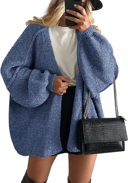 ✨ Women's Oversized Open Front Cardigan Sweater 🧶 – Cozy Long Sleeve Relaxed Fit Knit Cardigan 🍂🤎