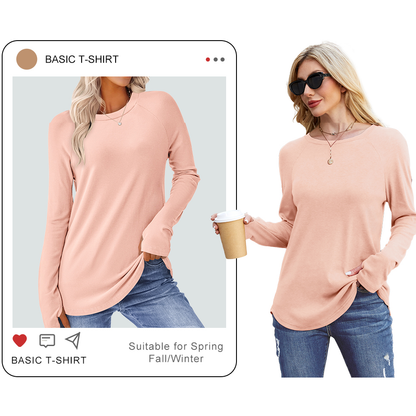 🍁 Women's Long Sleeve Tunic Top with Thumb Holes | ✨ Soft Crew Neck Shirt for Leggings