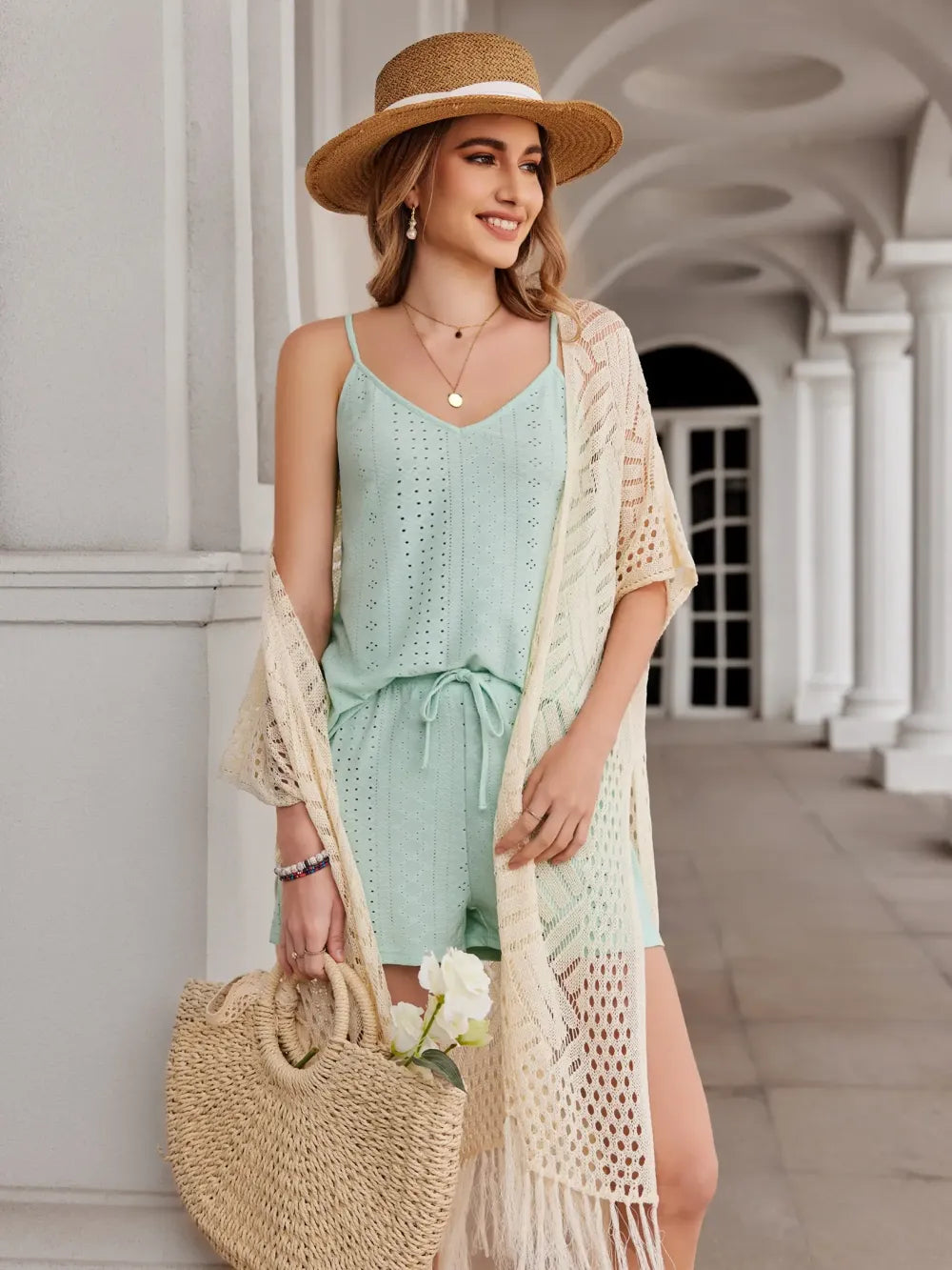 ✨ Women's Oversized Open Front Crochet Knit Cardigan 🌸 – Lightweight Tassel Kimono 💕