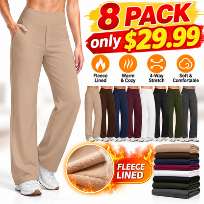 ✨ Women's High-Waisted Wide-Leg Pants with Pockets | Fleece-Lined & Regular Styles